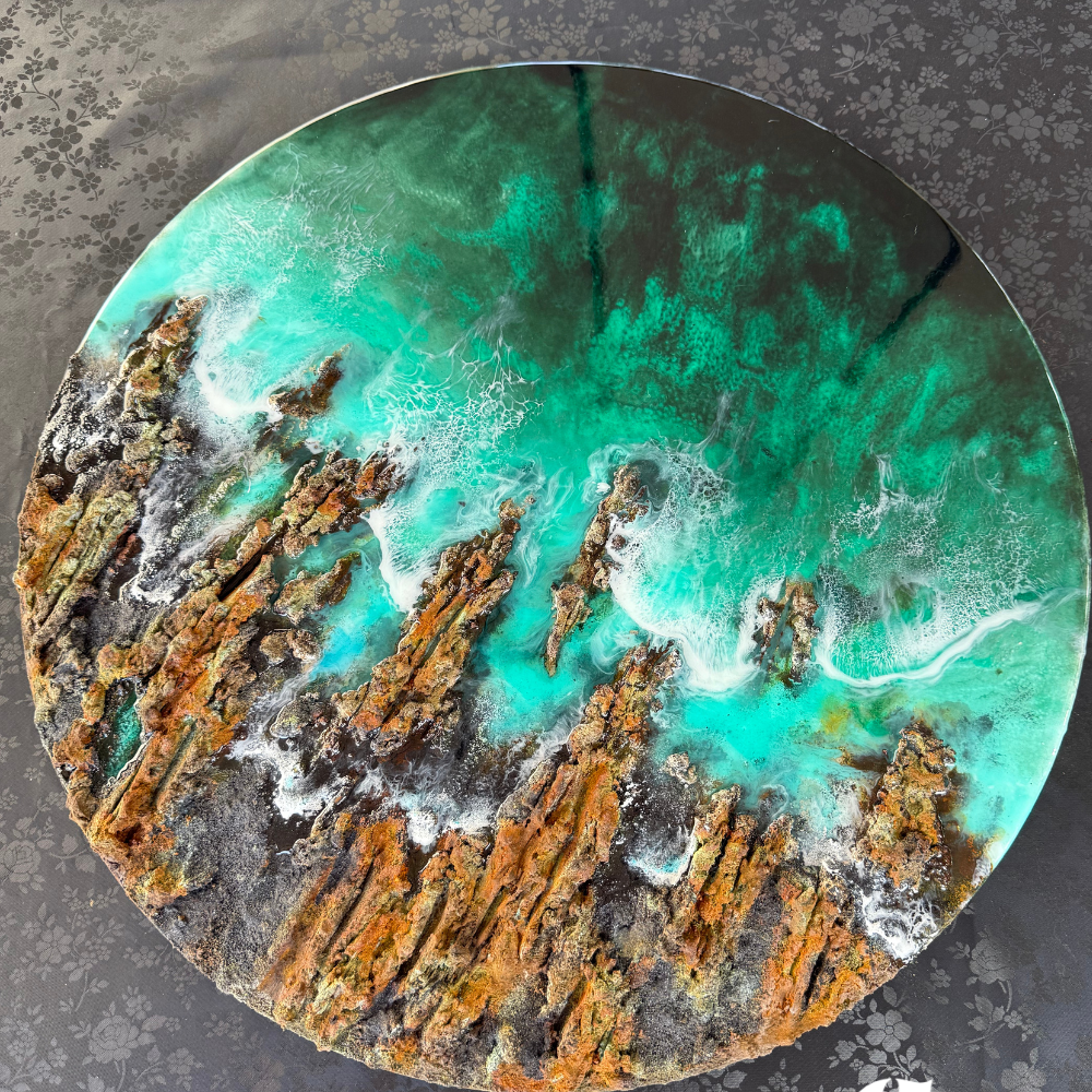 "cliff ocean art terminado acantilados costeros resina epoxi Eva Jurado