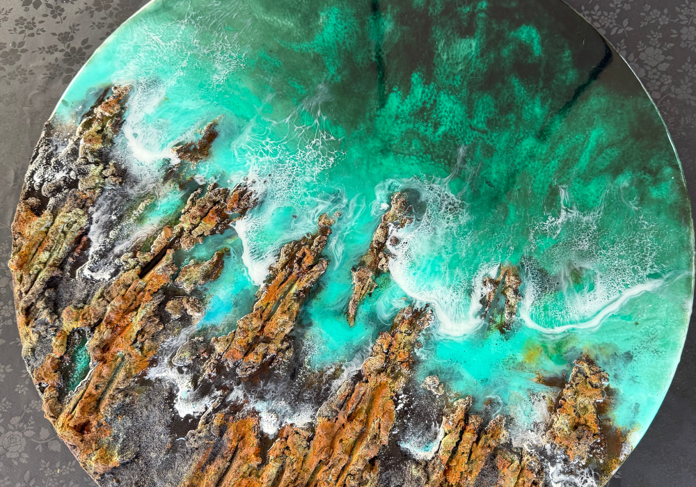 "cliff ocean art terminado acantilados costeros resina epoxi Eva Jurado