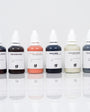 Stone Pigments Collection: los seis pigmentos para rocas en fila sobre fondo blanco