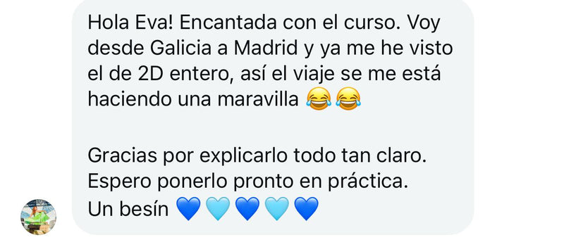 Mensaje de una alumna sobre el curso de Ocean Art 2D