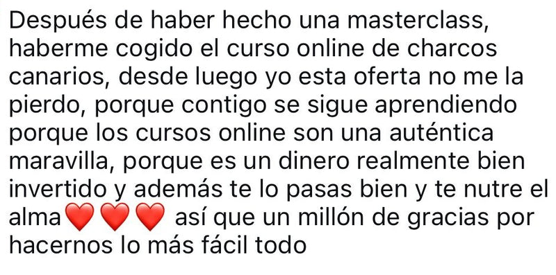 Mensaje de una alumna sobre el curso de Charcos Canarios