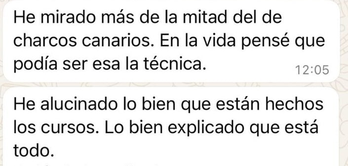 Mensaje de una alumna sobre el curso de Charcos Canarios
