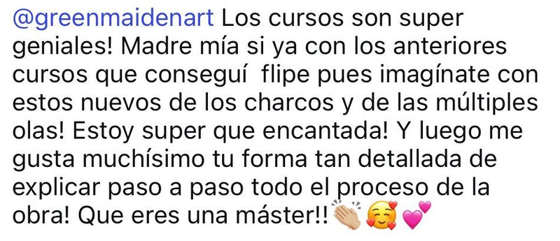 Mensaje de una alumna sobre los cursos de charcos y olas