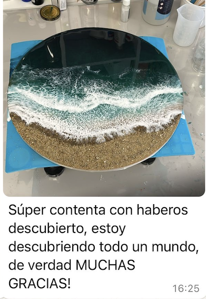 Mensaje de una alumna con su obra terminada