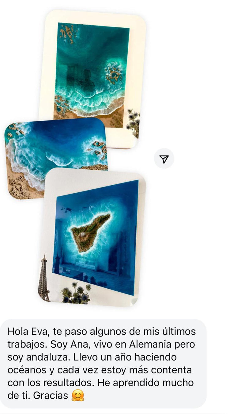 Mensaje de una alumna con sus obras
