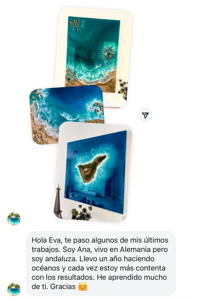 Alumna comparte tres de sus obras en resina