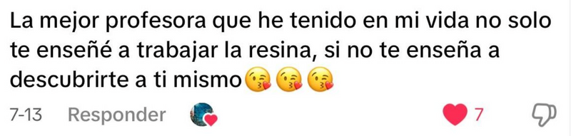 Comentario de una alumna sobre Eva como profesora
